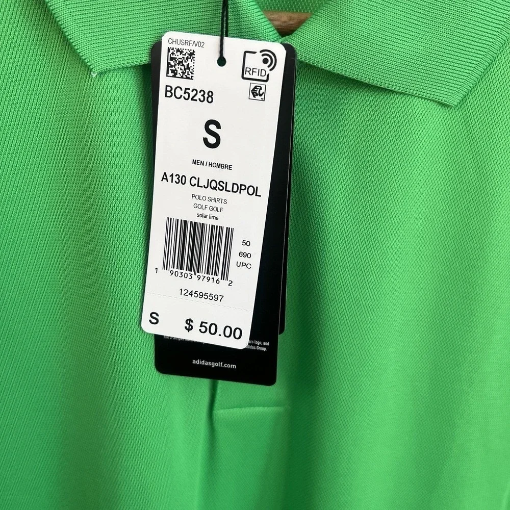 ADIDAS Golf Climalite dri-fit Polo Sport Shirts Men's Sz Small Bright Green NWT